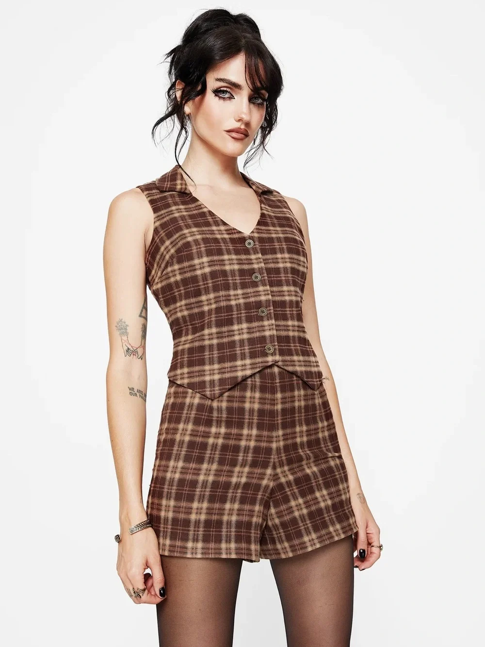 Disturbia - Milo Check Collared Waistcoat Size 14 - Picture 2 of 4